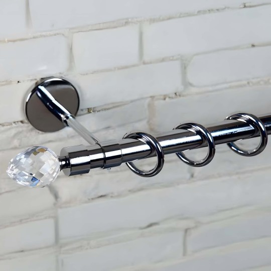 Oval Başlık Akuamarin Parlak Krom Metal Rustik