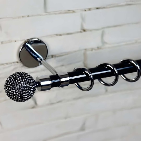 Taşlı Küre Başlık Akuamarin Siyah Metal Rustik